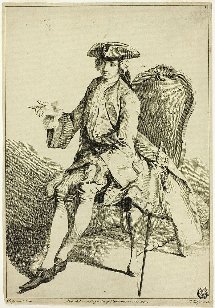 Young Seigneur Seated by Hubert François Gravelot