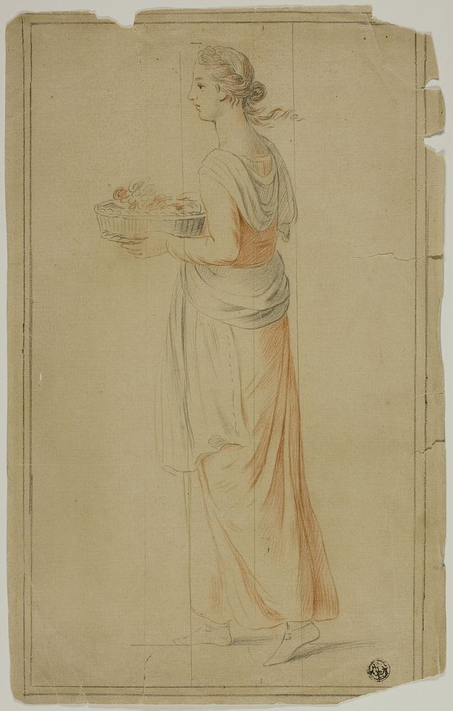 Standing Girl Holding Basket by Unknown artist