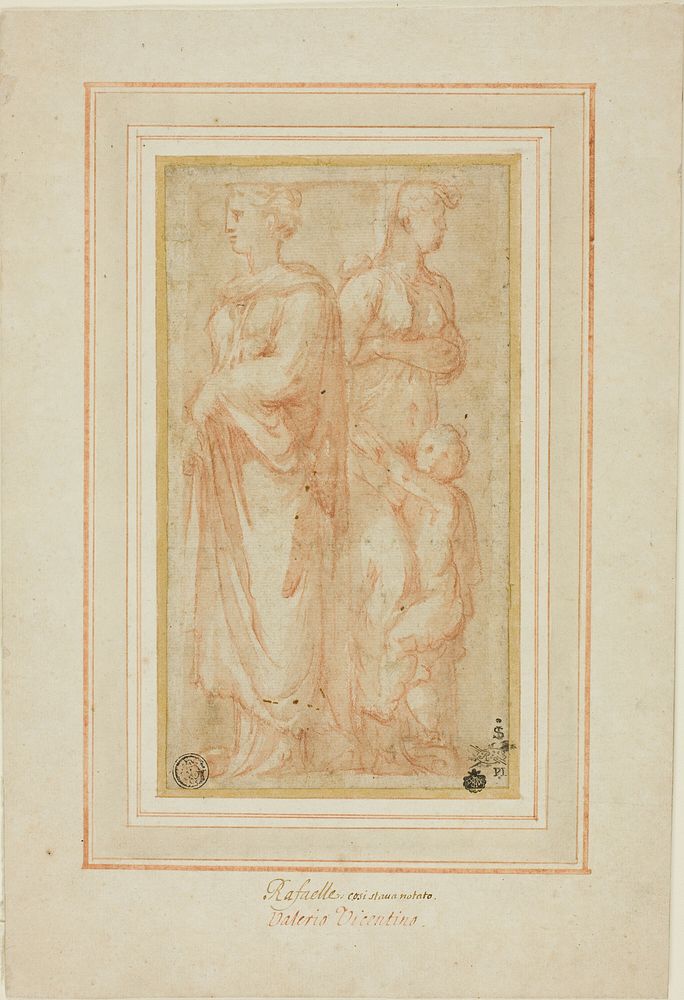 Two Female Figures with Child by Valerio Belli