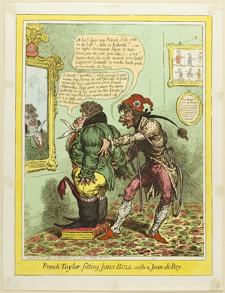 French-Tailor, Fitting John Bull with a "Jean de Bry" by James Gillray