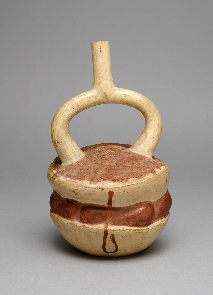 Vessel in Form of Stacked Bowls of Fruits, Vegetables, and Peanuts by Moche