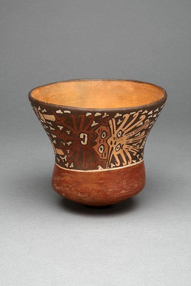 Cup Depicing Ornate Abstract Figure by Nazca