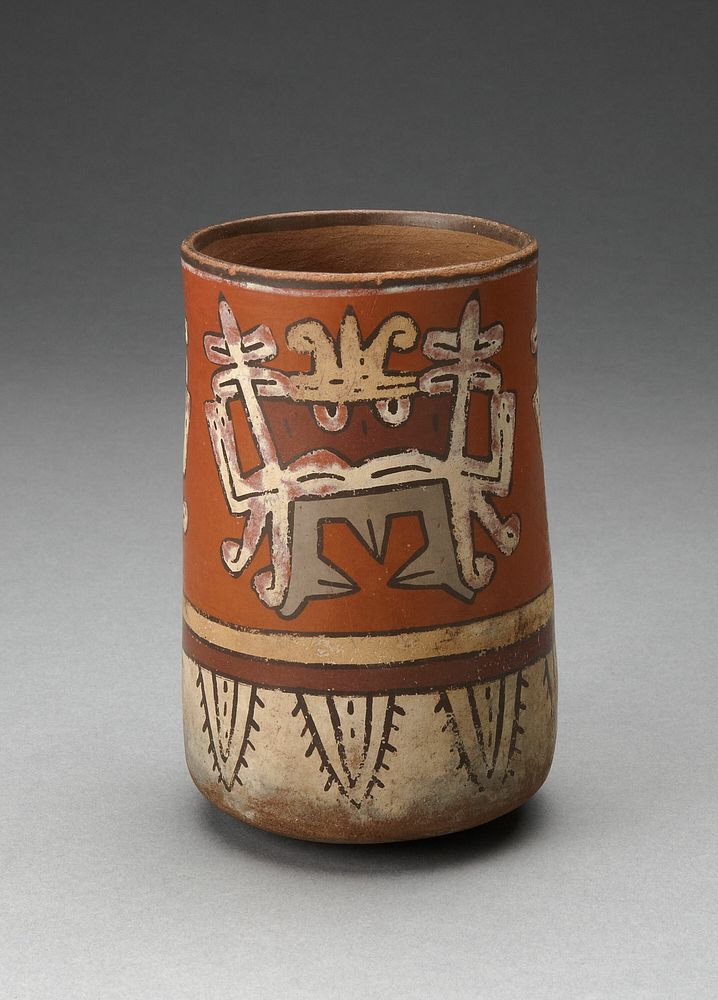 Beaker Depicting Highly Abstracted Face or Mask by Nazca