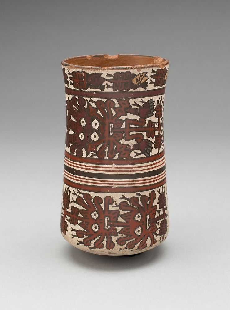 Beaker Depicting Costumed Ritual Performers by Nazca