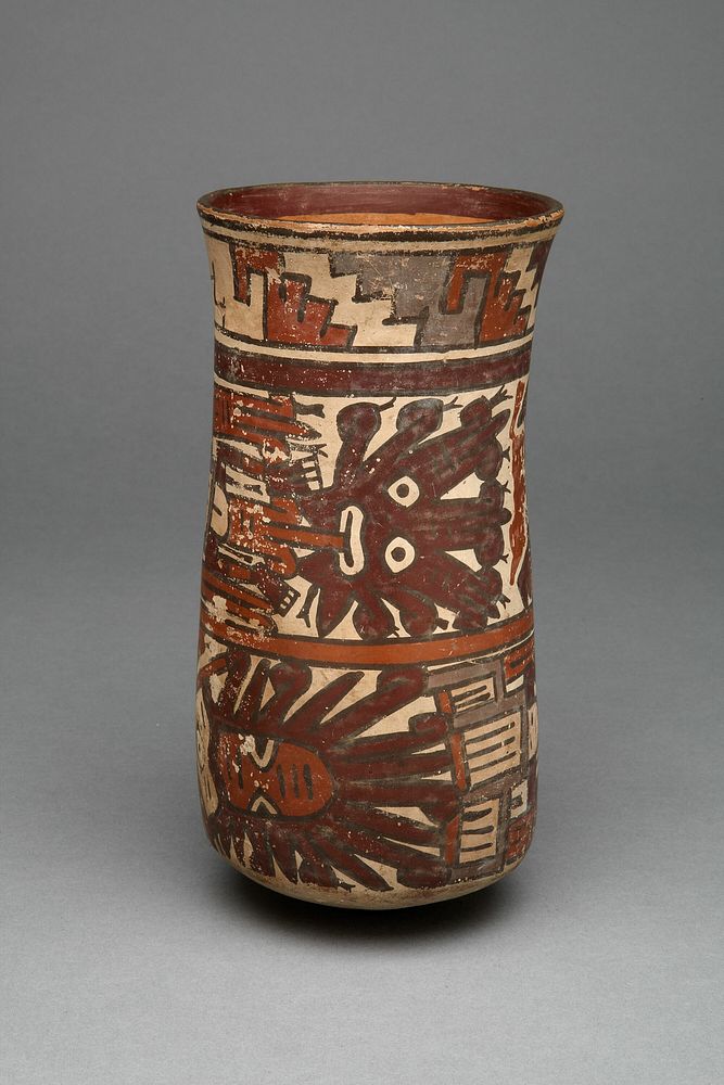 Beaker with Horizontal Bands Containing Abstract Figures by Nazca