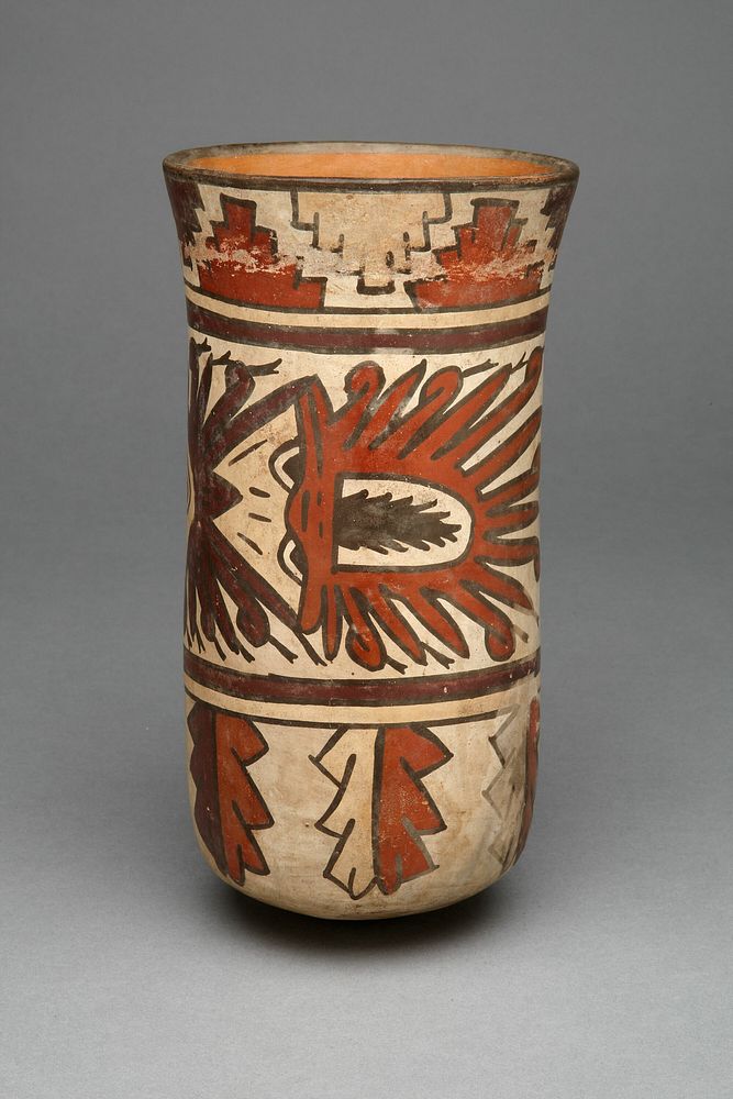 Beaker Depicting Abstract Figure and Geometric Motifs by Nazca