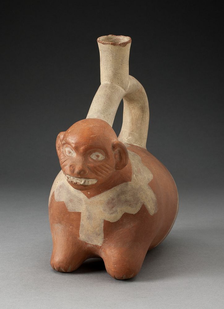 Stirrup Spout Vessel in the Form of a Crouching Animal, Possibly a Monkey by Moche
