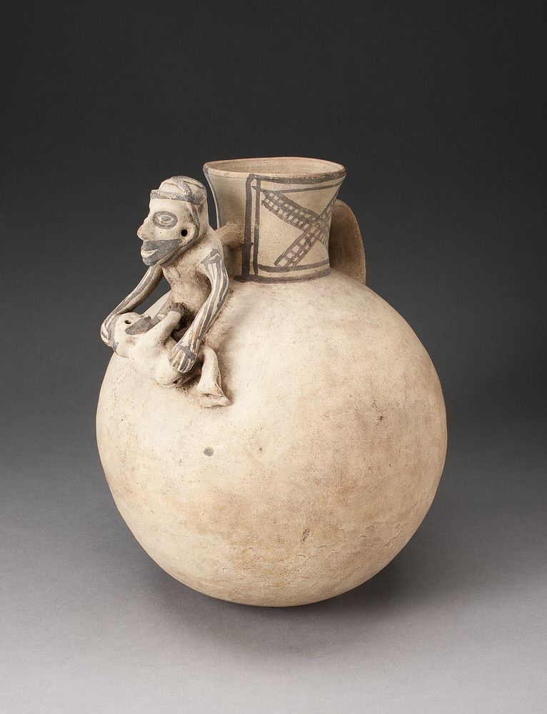 Globular Jar with Modeled Figures in Erotic Scene by Chancay