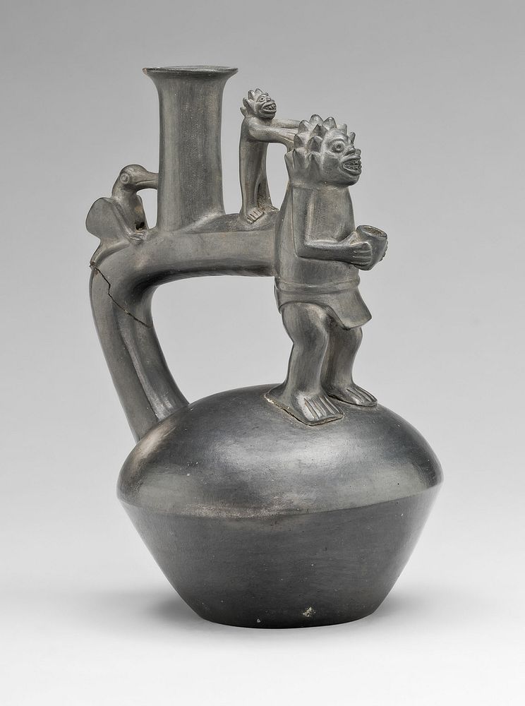 Vessel Depicting a Standing Figure with an Attendant by Chimú