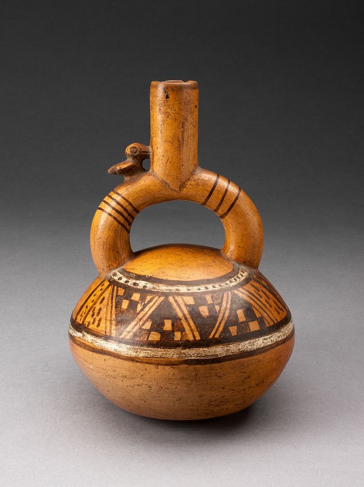 Stirrup Spout Vessel with Textile-like Pattern on Shoulder by Chimú-Inca
