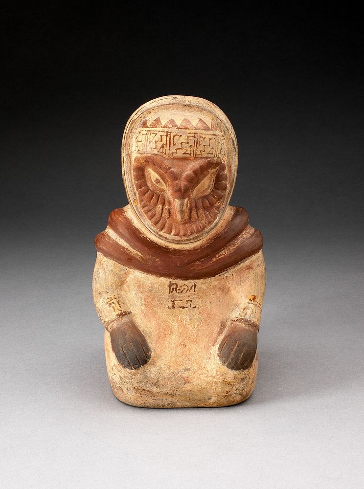 Vessel with Missing Spout in the Form of a Seated Anthropomorphic Owl by Moche
