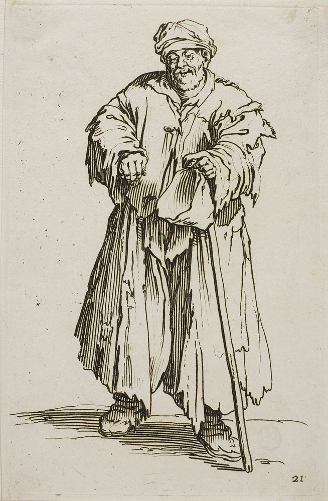 The Obese Beggar with Lowered Eyes, plate 21 from The Beggars by Jacques Callot