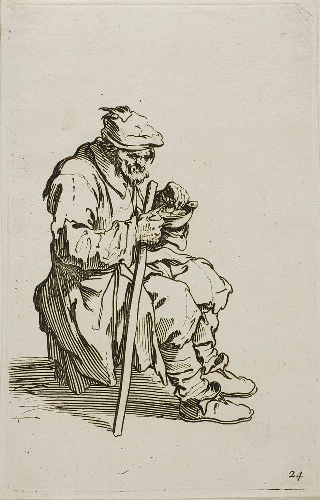 Seated Beggar Eating, plate 24 from The Beggars by Jacques Callot