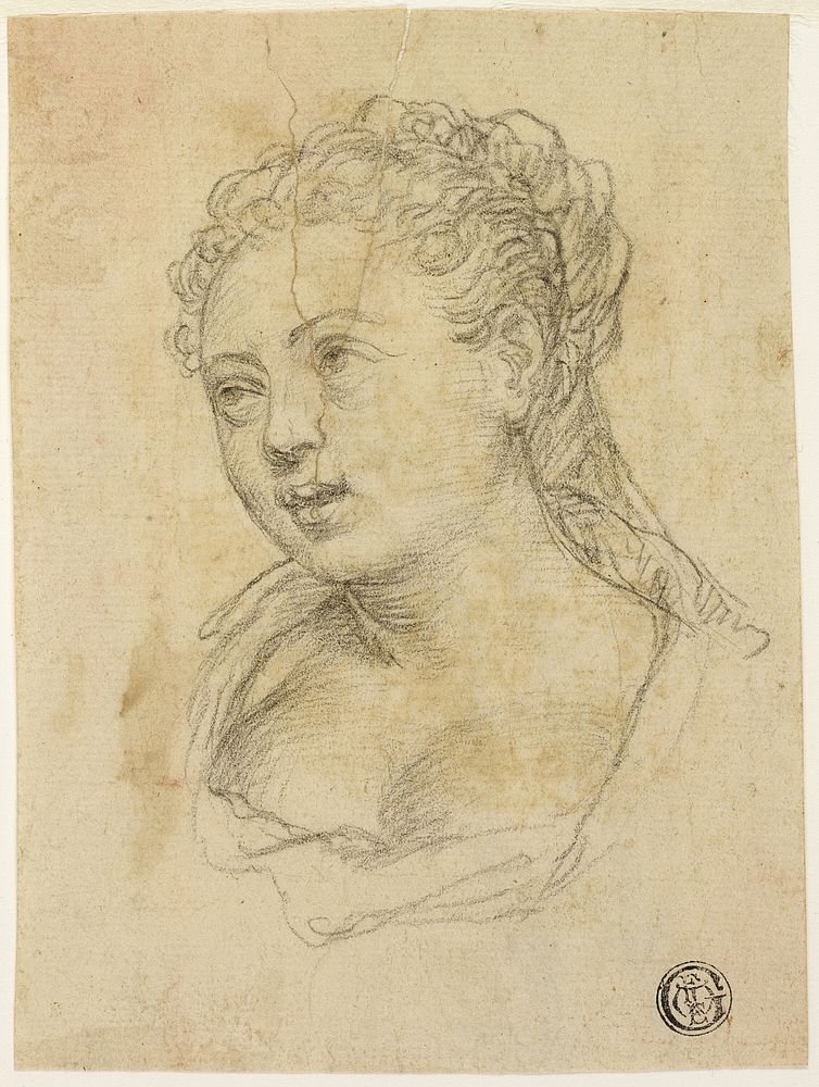 Woman's Head (recto); Sketch of Arm and Hand (verso) by Follower of Paolo Veronese