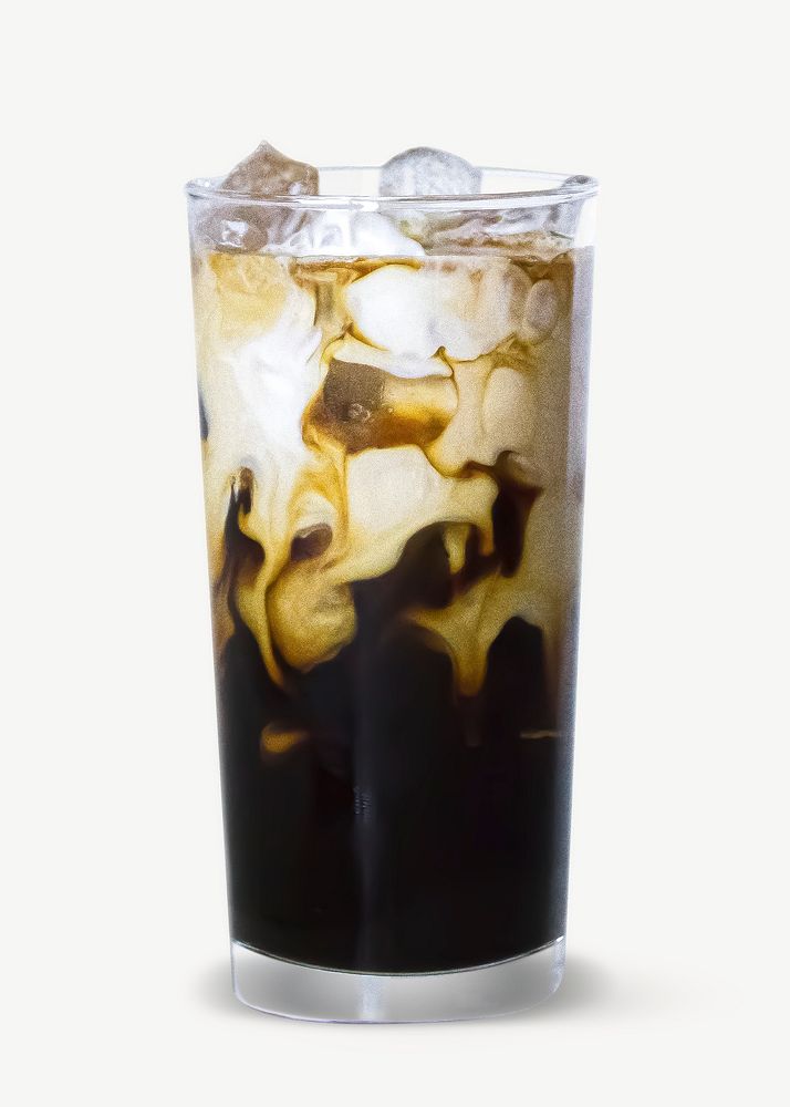 Iced coffee, beverage collage element psd