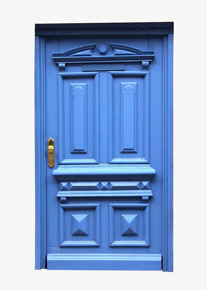 Blue door collage element psd