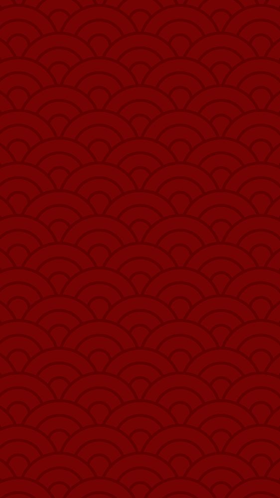 Red Japanese wave-patterned phone wallpaper, traditional design