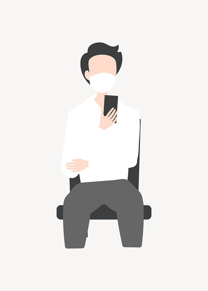 Man on video call collage element  vector