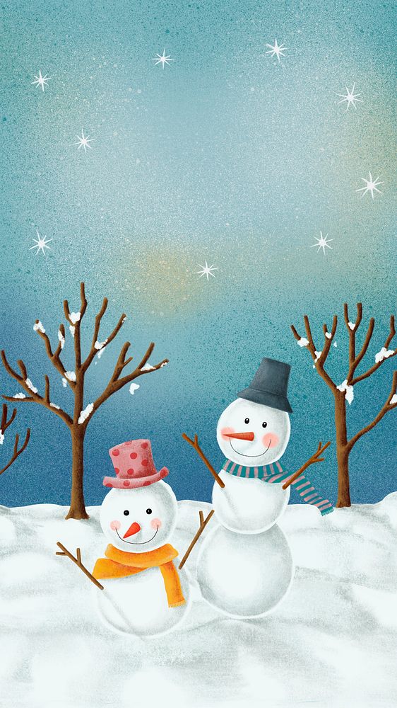 Christmas snowman iPhone wallpaper, cute Winter background psd