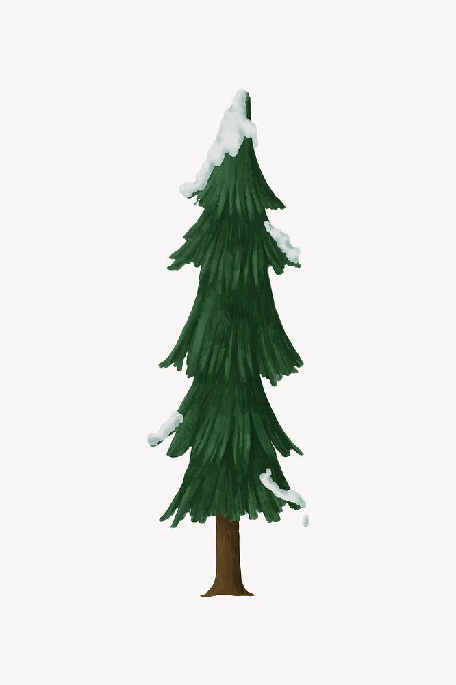 Snowy pine tree, Christmas collage element vector