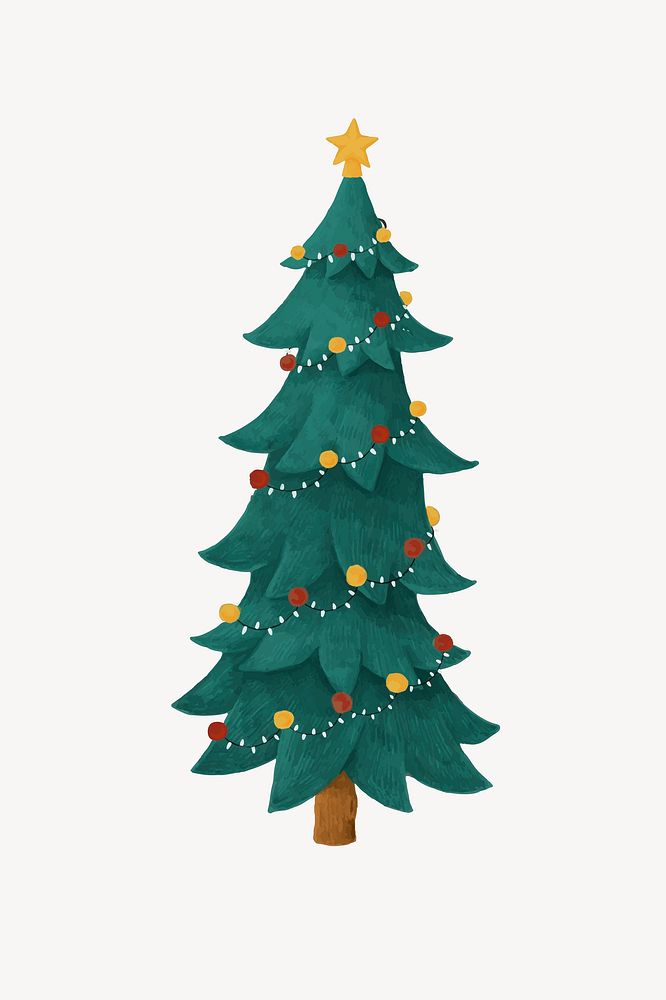 Christmas tree, festive decoration collage element vector