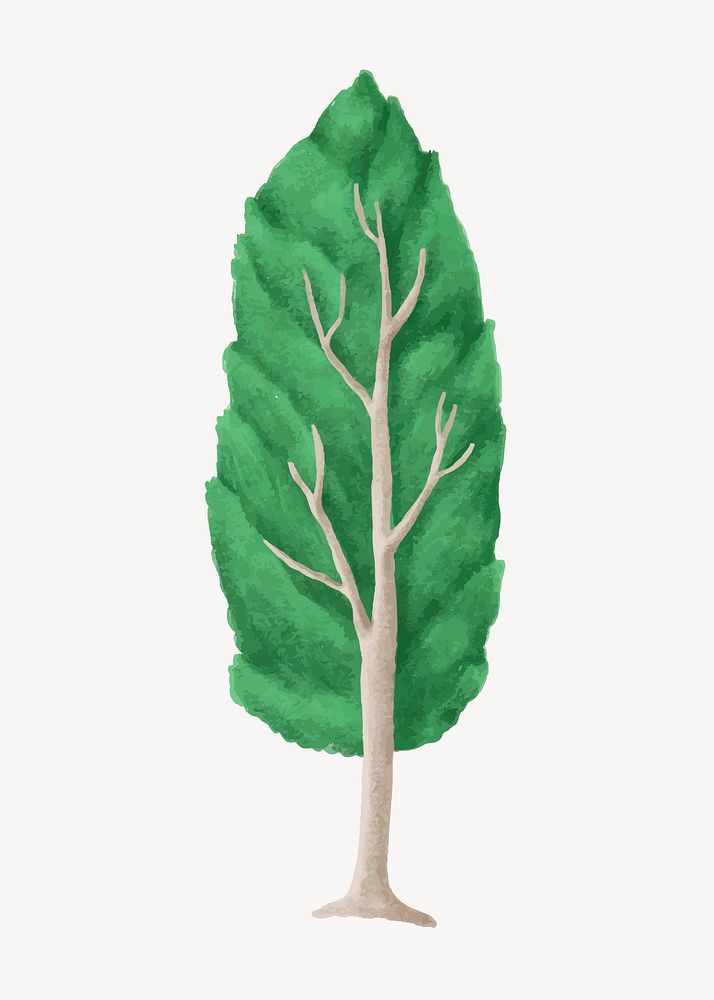 Cute tree, nature collage element vector