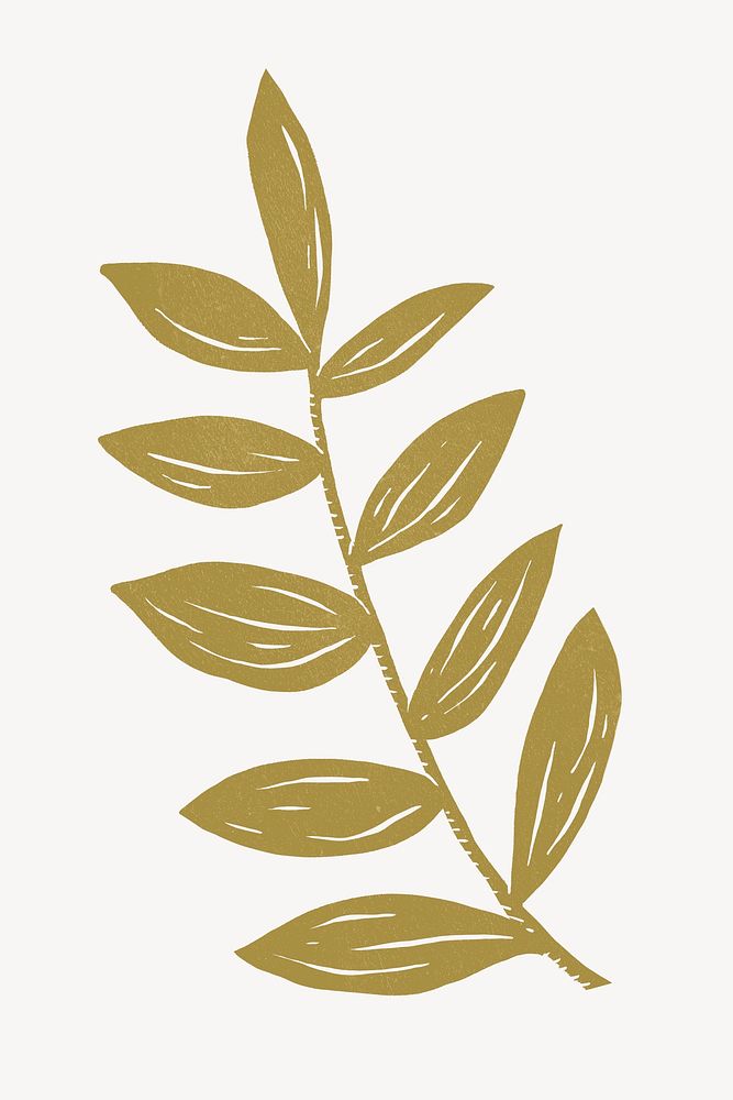 Aesthetic leaf illustration collage element psd