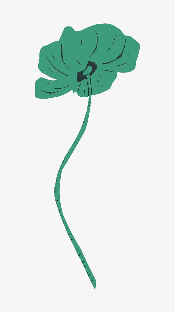 Green flower illustration collage element psd