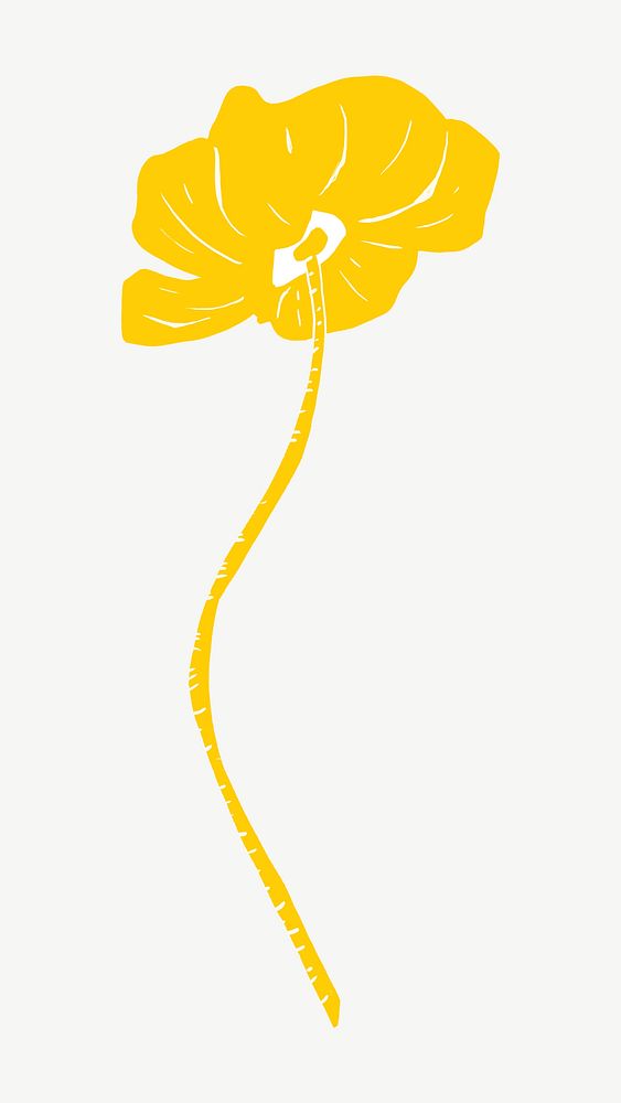 Yellow flower illustration collage element psd