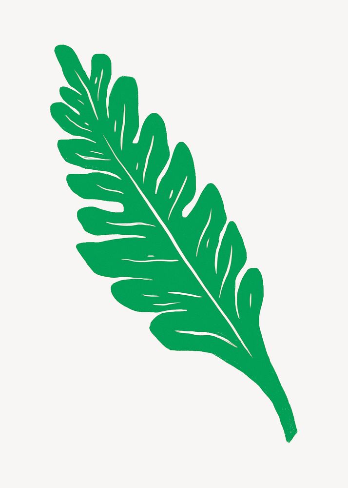 Green leaf illustration collage element psd