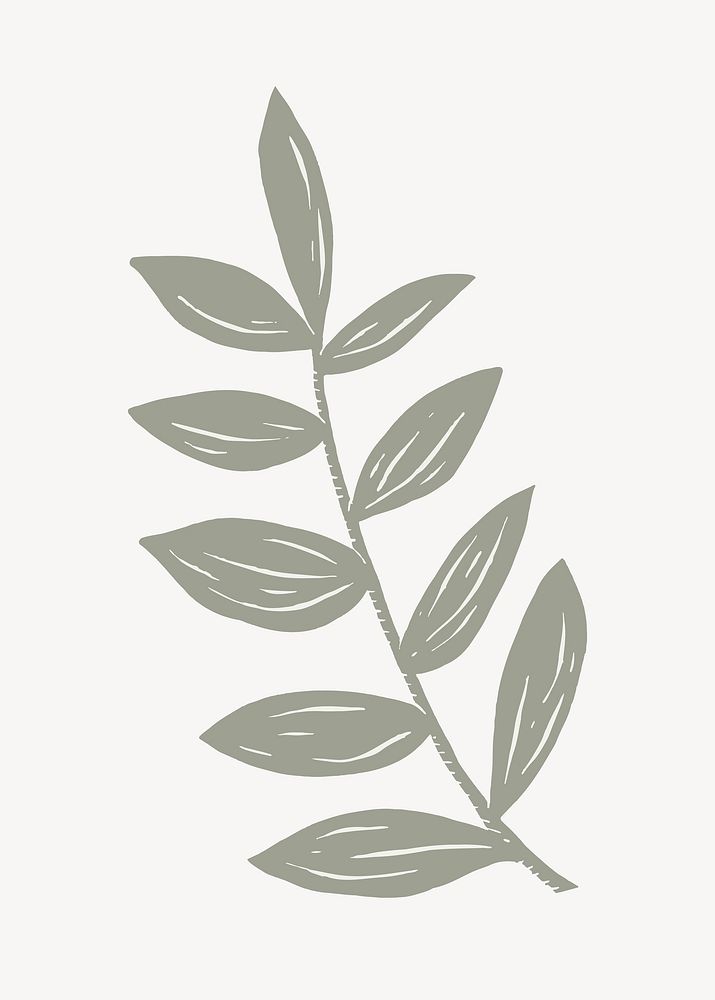 Green leaf illustration collage element vector
