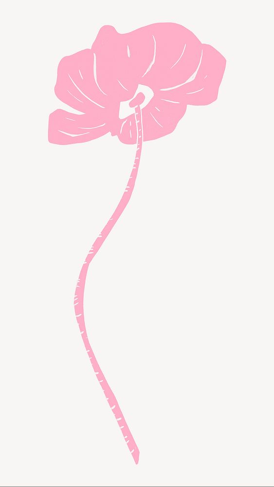 Pink flower illustration collage element psd