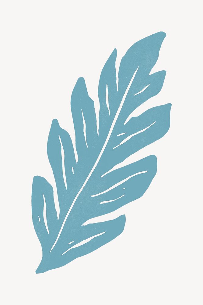 Blue leaf illustration collage element psd