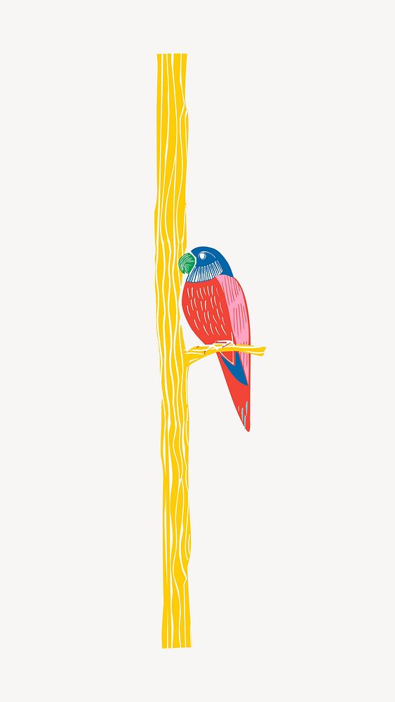 Parrot bird illustration collage element, animal design vector