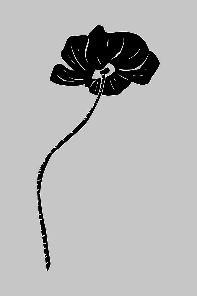Black flower illustration collage element vector