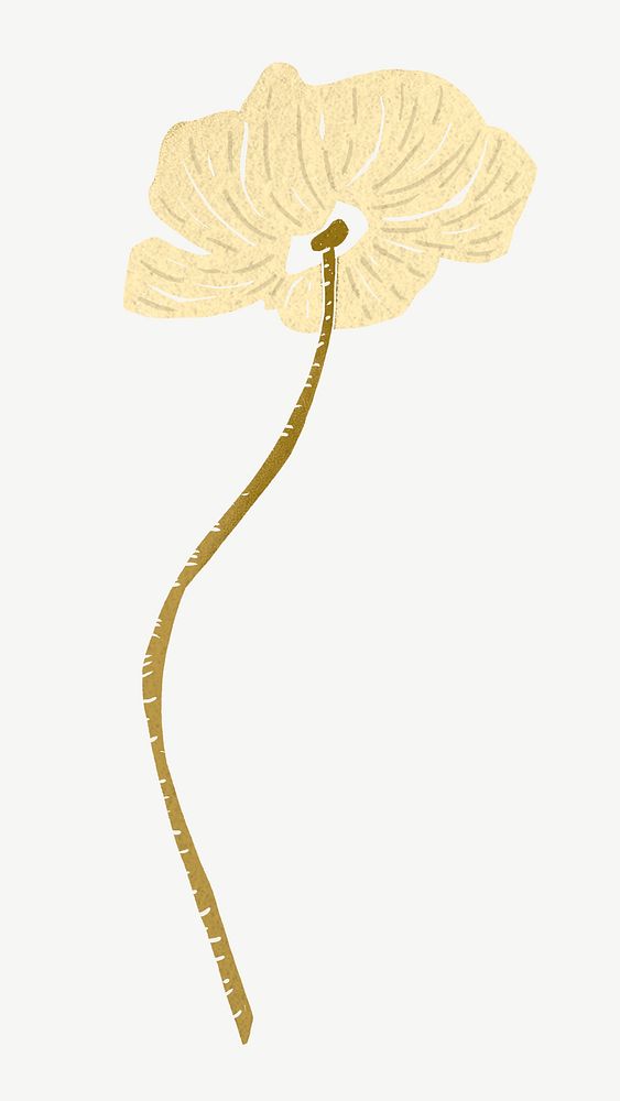 Gold flower illustration collage element psd