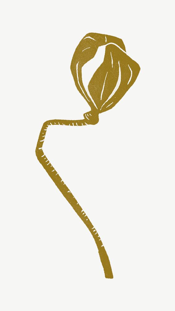 Gold flower illustration collage element psd