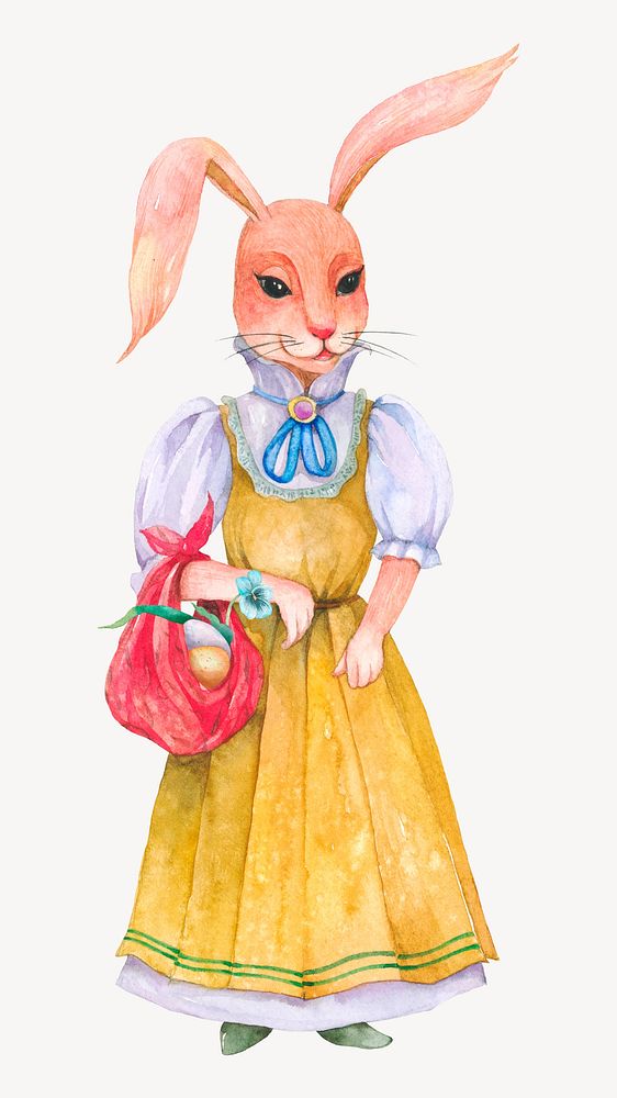 Easter bunny character, watercolor psd