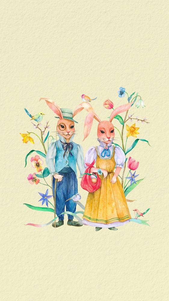 Mobile wallpaper spring rabbit characters