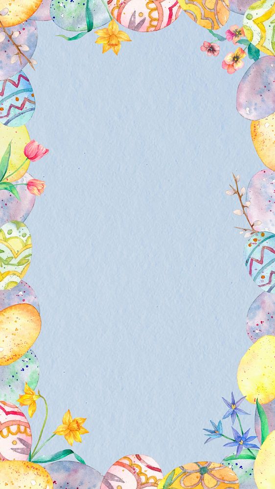 Easter frame iPhone wallpaper, watercolor design