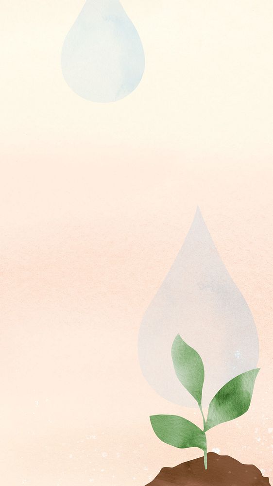 Plant a tree mobile wallpaper, aesthetic watercolor illustration