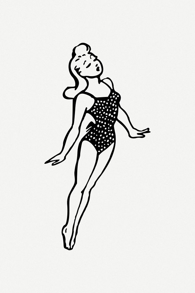 Woman in swimming suit clipart psd. Free public domain CC0 image.
