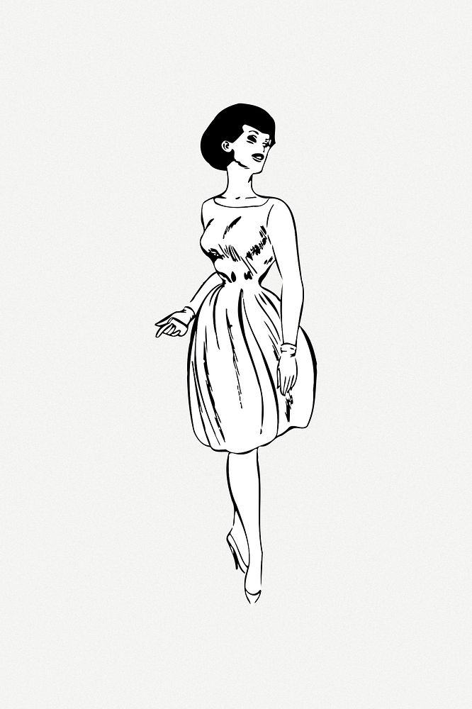 Vintage woman clip art psd. Free public domain CC0 image.