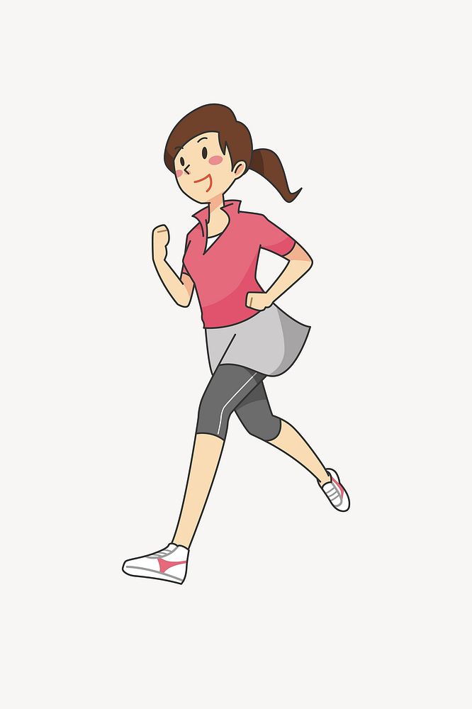 Woman jogging illustration. Free public domain CC0 image.