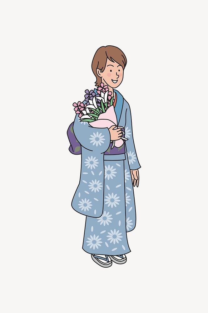 Japanese girl clipart illustration vector. Free public domain CC0 image.
