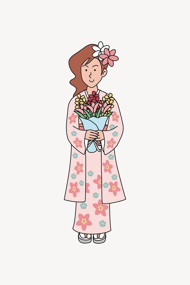 Japanese girl clipart illustration vector. Free public domain CC0 image.
