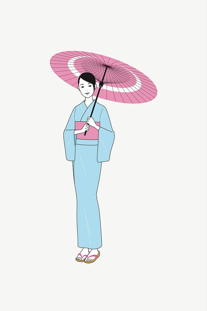 Japanese woman clipart illustration psd. Free public domain CC0 image.