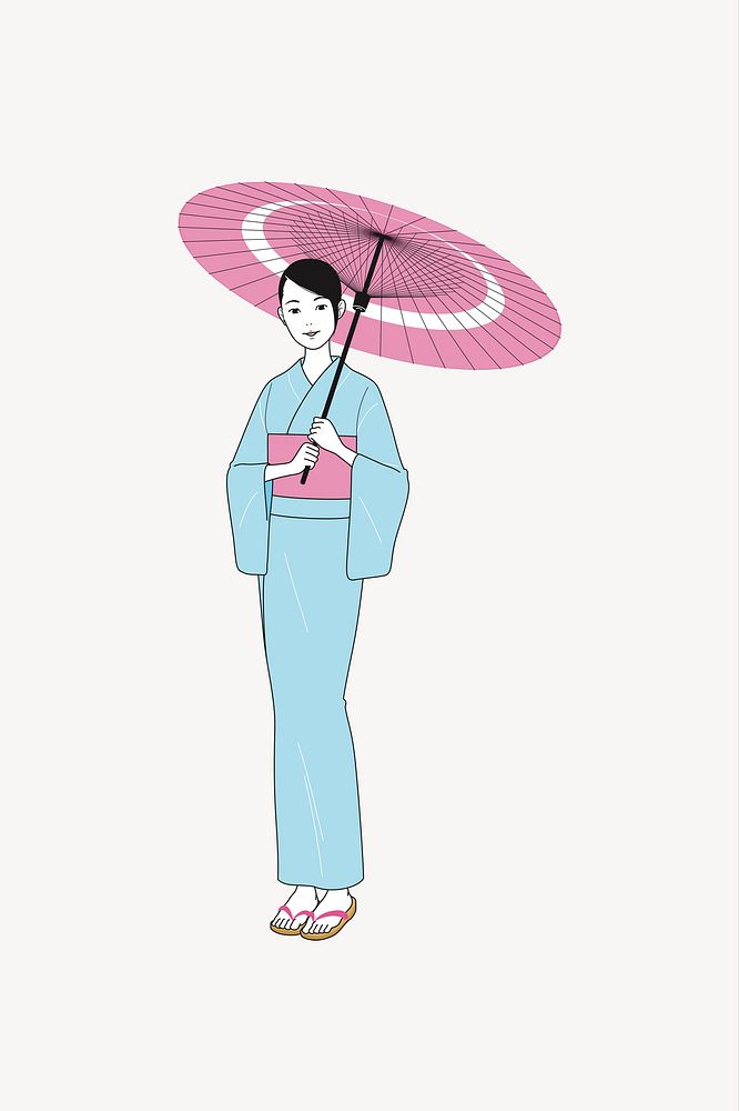 Japanese woman clipart illustration vector. Free public domain CC0 image.