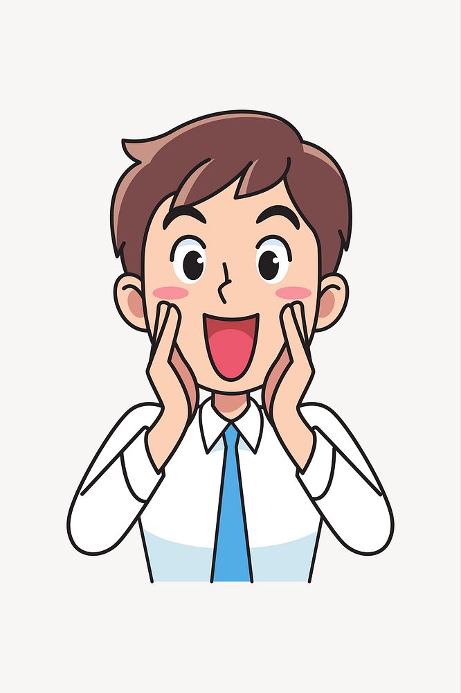 Cheerful office worker clipart illustration vector. Free public domain CC0 image.