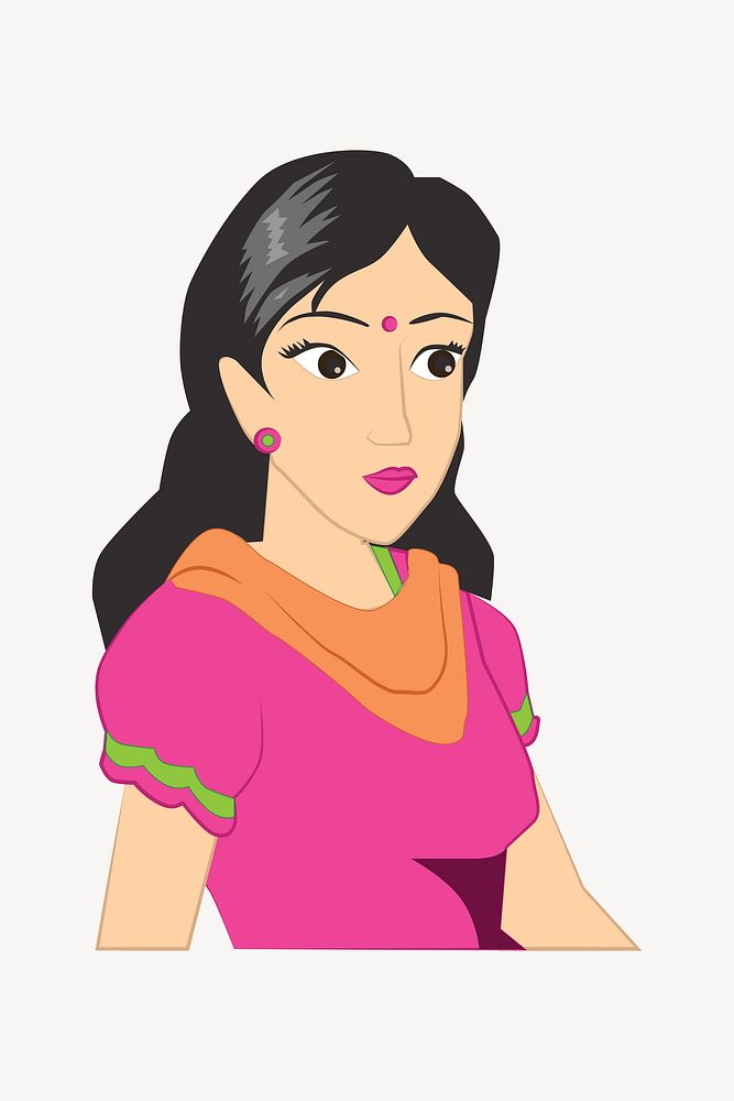 Indian woman illustration vector. Free public domain CC0 image.